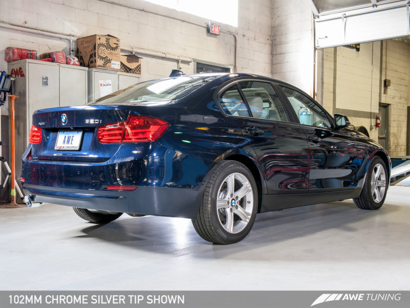 AWE Tuning BMW F30 320i Touring Exhaust & Performance Mid Pipe - Chrome Silver Tip (102mm)