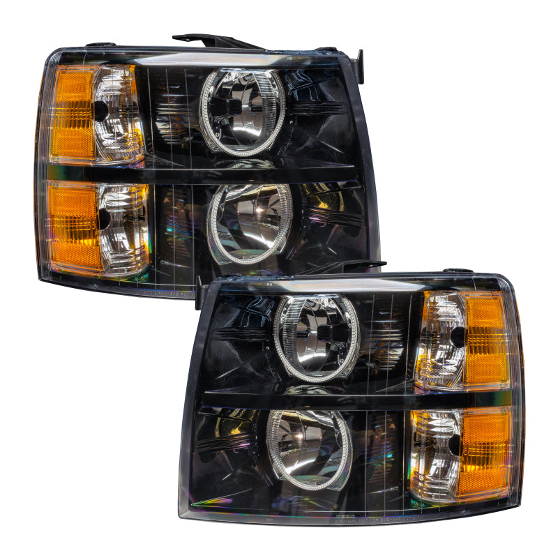 Oracle Lighting 07-13 Chevrolet Silverado Assembled Halo Headlights Round Style - Blk Housing -Green