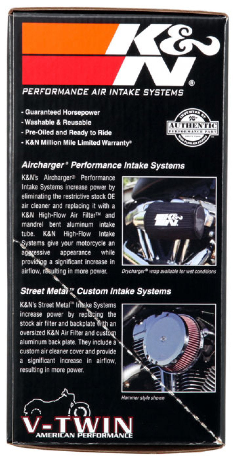 K&N Street Metal Intake System Hammer Black for Harley Davidson
