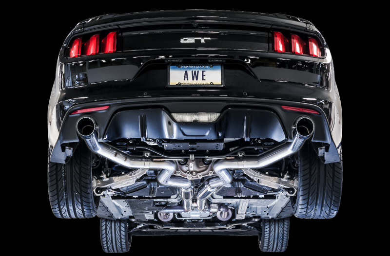 AWE Tuning S550 Mustang GT Cat-back Exhaust - Track Edition (Chrome Silver Tips)