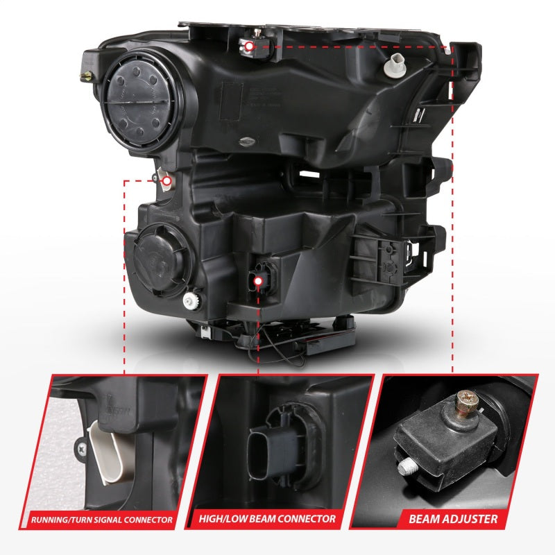 ANZO 15-17 Ford F-150 Chrome LED Projector Plank Style DRL w/Initiation Light Halogen Models