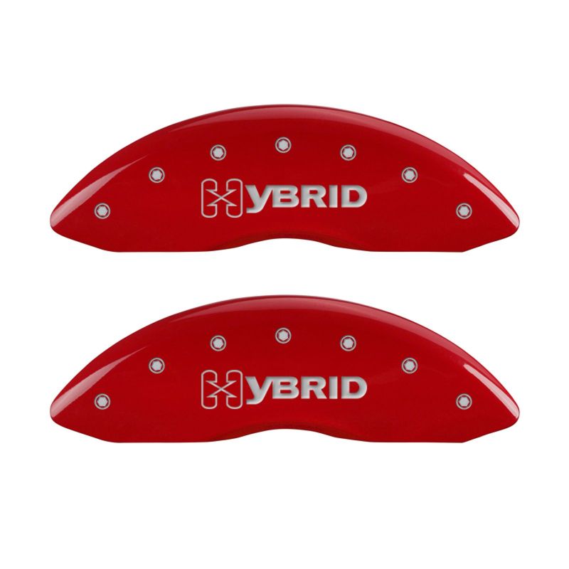 MGP 4 Caliper Covers Engraved Front & Rear GM Style/Hybrid Red finish silver ch